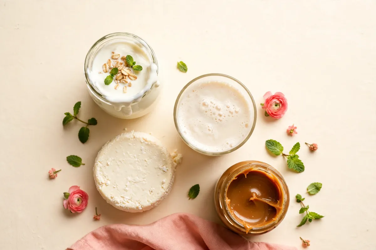 Yogurt, kumis, fresh cheese and arequipe