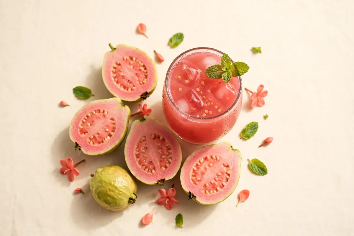 Glass of pink guava juice