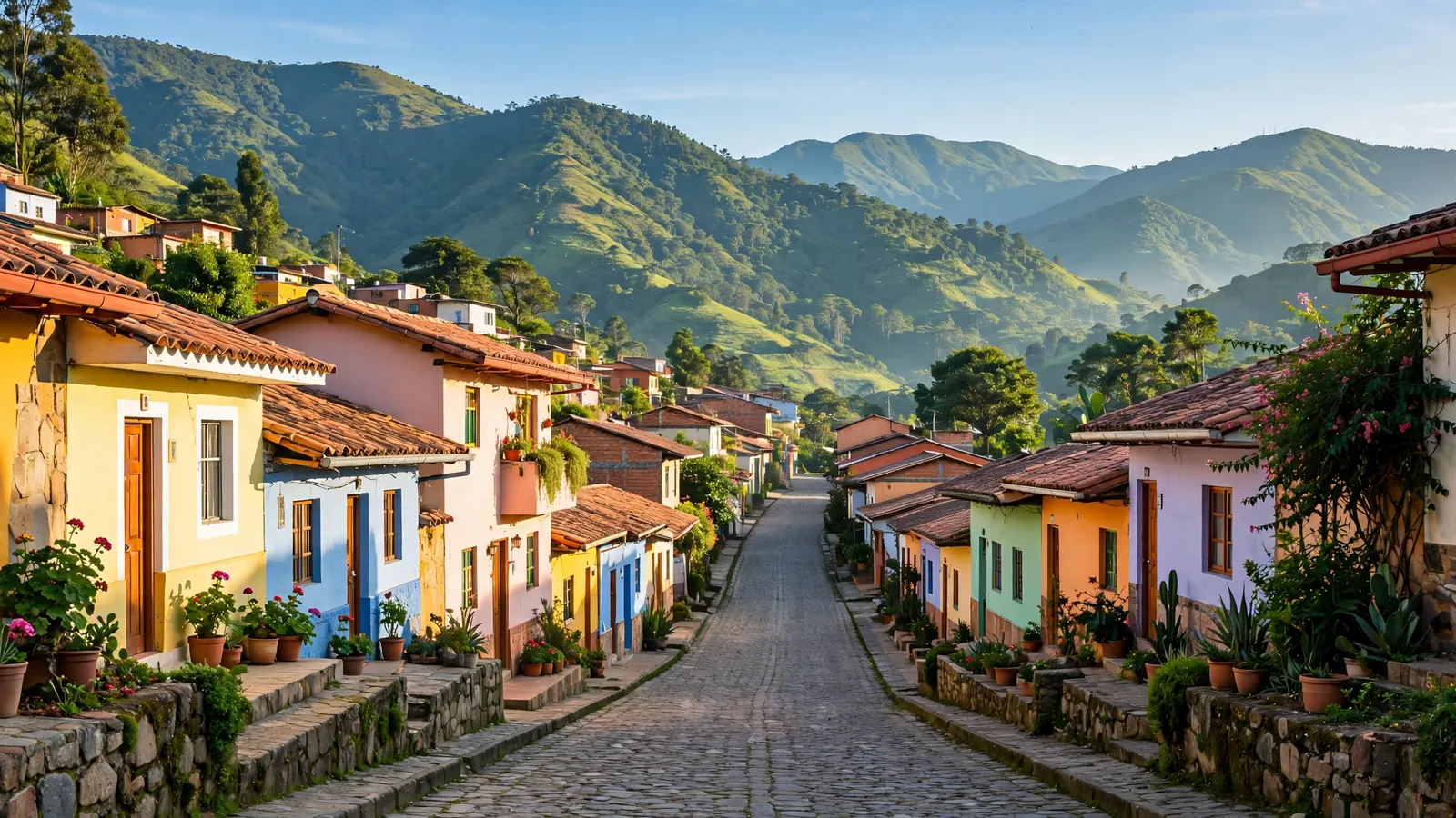 A street in Ibagué with mountains
